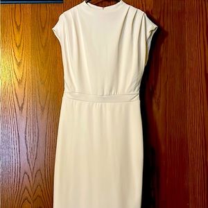 Express ivory mock sleeve drape neck midi dress in size medium